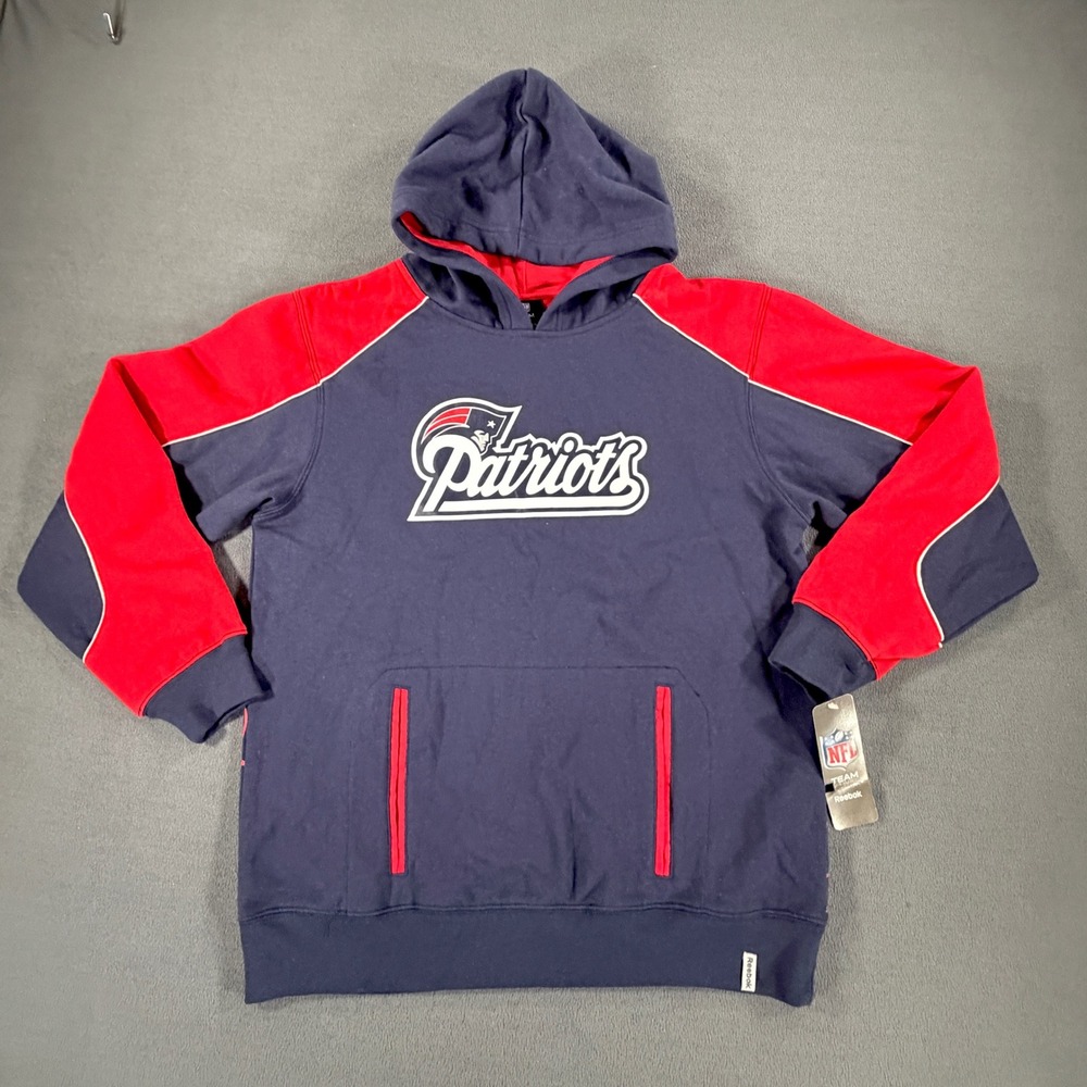 NWT New England Patriots Reebok Youth Large Hoodie Blue NFL Licensed Sports Y2K